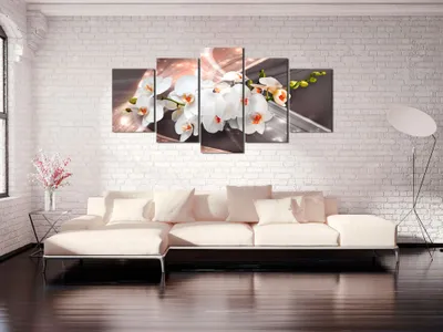 Produktbild von Akustikbild Abstrakt Blumen 200x100 cm Bilder Akustikschaum Hochleistungsschallabsorber Schallschutz Leinwand 5 tlg Wandbild Raumakustik Schalldämmung b-C-0123-b-o