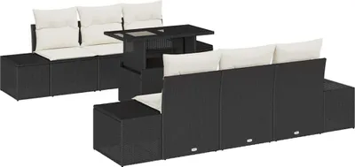 Immagine prodotto di vidaXL Set di divani con cuscini 7 pezzi in polirattan nero e crema