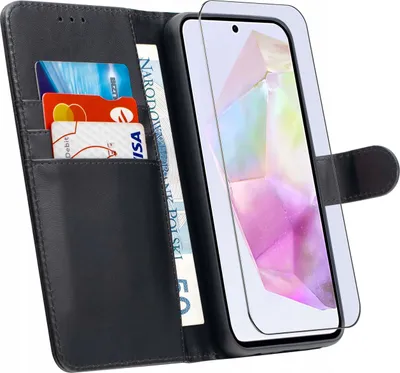 Produktbild von ETUI für Samsung A56 5G | LEDER-BRIEFTASCHE BOOK TOKRA CLASSIC + GLAS