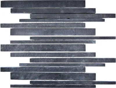 Produktbild von Mosaikfliesen Naturstein Lyra Schiefer Schwarz