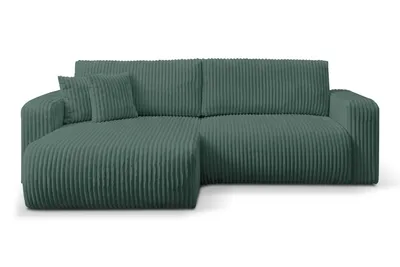 Produktbild von VENASI Ecksofa mit Schlaffunktion & Bettkasten Tilly, Grün Cordstoff