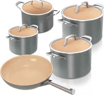 Produktbild von Ninja CW95000DE, Kochset, Aprikose, Grau, Aluminium, Keramik, Edelstahl, Edelstahl