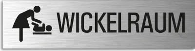 Produktbild von Türschild - Wickelraum Aluminiumschild Edelstahl-Optik 160 x 40 mm selbstklebend