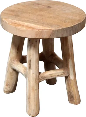 Obrázek produktu pro Dřevěná stolička z teakového dřeva se 4 nohami - cca 17 x 15 cm - dekorativní stojan na květiny (přírodní / malý)