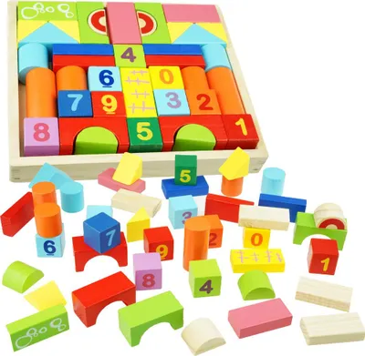 Produktbild von Pädagogisches Holzpuzzle mit Sortierblöcken und Konstruktionsspielzeug, 42 Teile