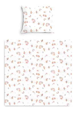 Produktbild von Amilian Kinderbettwäsche Set 2-teilig Deckenbezug 80×80 & Kissenbezug 35×40 - 100% Baumwolle Hotelverschluss – für Kinderwagen, Wiege und Stubenbett