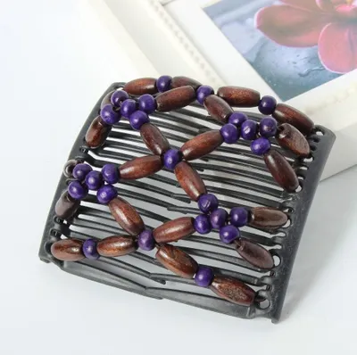 Produktbild von Trend African Hairclip Haarklammer Haarkamm Blüten Holzdesign Lila