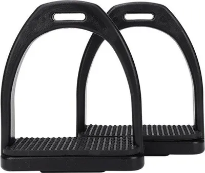 Productafbeelding van Famanu steigbügels met hoge sterkte - veiligheidssteigbügels - zwart met antislip rubberen pads