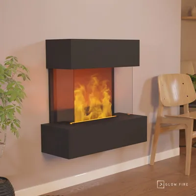 Produktbild von GLOW FIRE Elektrokamin 'Hölderlin Sims'| Wasserdampf Kamin mit OMC 500 ohne Holz in schwarz als Wandkamin| HxBxT: 88x80x30 cm