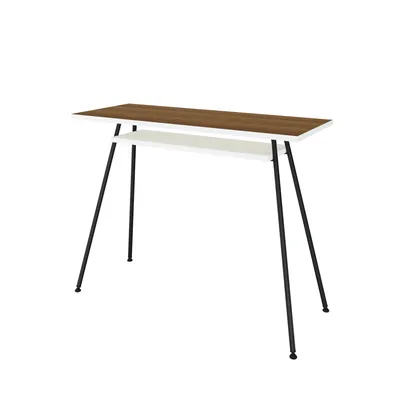 Produktbild von Kompakter Schreibtisch LEVIRA Kost Dash 100x40 cm Troia Nussbaum und Schwarz - Moderner, funktionaler und stabiler Schreibtisch de für Home Office und kleine Räume