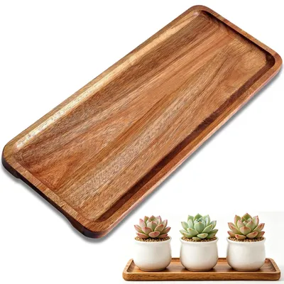 Dekoratives Holz-Tablett, rechteckig, 32x12x1 cm