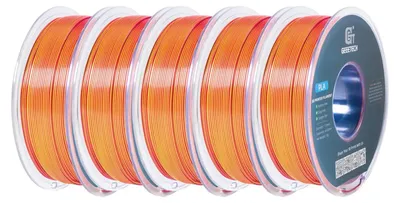 Image de filament 3D, matériau PLA, haute ténacité, rouge jaune bleu
