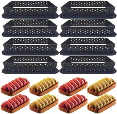 Zdjęcie produktu dla Zestaw 8-elementowych silikonowych foremek do pieczenia Ibenzoa® – perforowane foremki do tart, musów i quiche (18/15/12/8/7 cm), wolne od BPA, odporne w temperaturach od -40 do +230 °C, nieprzywierające