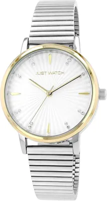 Produktbild von Damen-Watch mit Edelstahl-Gliederarmband, Ø 34 mm, Similisteine, Mineralglas, gravierbarer Boden, Hakenverschluss, wasserdicht 3 Bar, Geschenkidee Geb