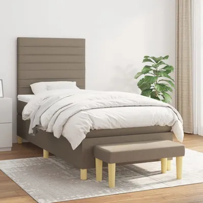Produktbild von Design Möbel Boxspringbett mit Matratze Taupe 90x190 cm Stoff - 2024 Neu