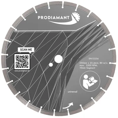 Immagine prodotto di PRODIAMANT Disco diamantato da taglio 350 mm per calcestruzzo, foro universale 25,4 mm