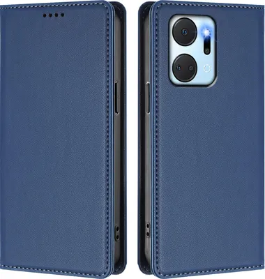 Image de Étui en cuir pour Honor X7A, étui à rabat magnétique en cuirPolyuréthaneavec support, bleu foncé