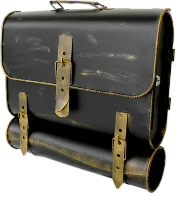 Produktbild von Briefkasten Unikat Antik-Look Schulranzen - Design Schultasche mit Zeitungsrolle Handarbeit Wandbriefkasten abschließbar robust und praktisch - Farbe: Schwarz-Gold/Bronze | Entnahme: Rechts
