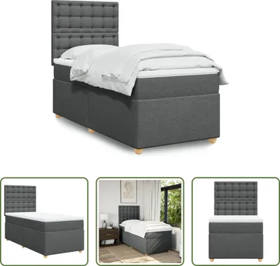 Produktbild von The Living Store Boxspringbett mit Matratze Dunkelgrau 90x190 cm Stoff