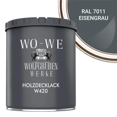 Produktbild von Holzfarbe Holzlack Holzanstrich Holzbeschichtung W420 - Eisengrau RAL 7011 - 750ml