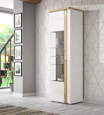Produktbild von THORNTON Vitrine inkl. Beleuchtung Weiß / Artisan Eiche, LED-Beleuchtung:ohne Beleuchtung