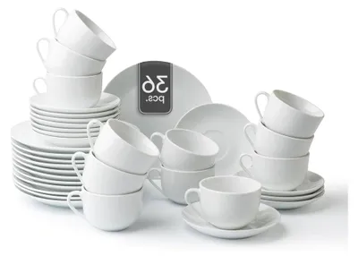 Produktbild von Kaffee-Service Geschirrset - 36-teilig (12 Personen) - Weiß - Porzellan