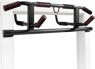 Image de Barre de traction pour porte - Entraînement de force - Installation sans perçage - Réglable de 59 à 92 cm - Noir
