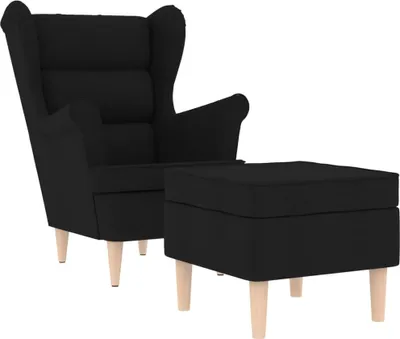 Produktbild von Sessel mit Fußhocker Schwarz Stoff