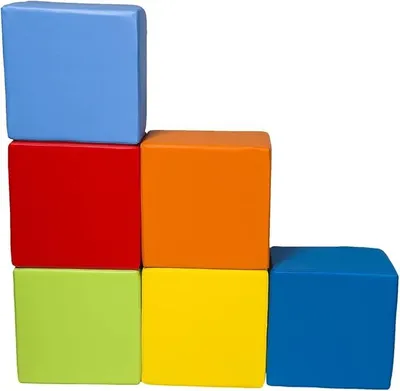 Image de 6 grands blocs de construction, blocs souples, blocs en mousse, blocs de jeu, ensemble de cubes (couleur : assortiment)