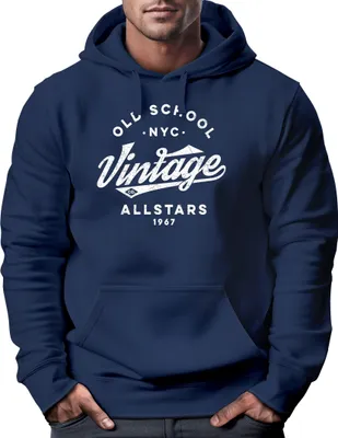 Produktbild von Hoodie Herren College Style Schriftzug Oldschool Vintage Allstars Kapuzen-Pullover Männer Fashion Streetstyle Neverless® navy 4XL