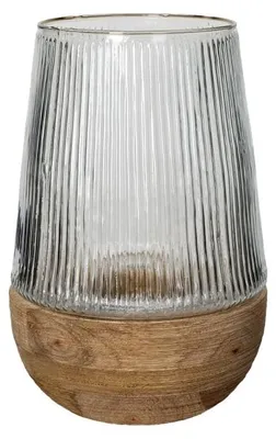 Image de Pomax : Vase et bougeoir en bois de manguier, style naturel, diamètre 22 cm, hauteur 33 cm