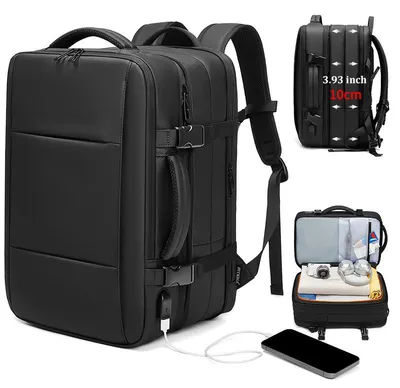Produktbild von STUNQ® Herren Rucksack 39L erweiterbar Business Laptoprucksack 17 Zoll USB wasserdicht Wanderrucksack