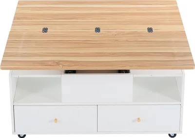 Produktbild von Couchtisch mit Klappfunktion und 4 Schubladen Beistelltisch Wohnzimmertisch für Wohnzimmer 100 x 50 x 47,5 cm