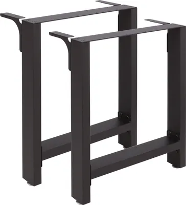 Produktbild von Wiltec Tischbeine aus Stahl 2er Set 70x72cm Vierkantrohre in schwarz pulverbeschichtet Tischkufen Tischgestell Tischuntergestell