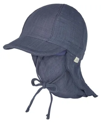 Productafbeelding van Sterntaler zonnehoed met nekbescherming, effen kleur - Unisex muts van luchtig katoenen mousseline