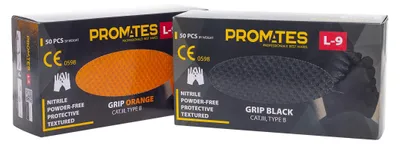 Immagine prodotto di Guanti In Nitrile Rinforzati Promates Grip Orange S Confezione Da 50