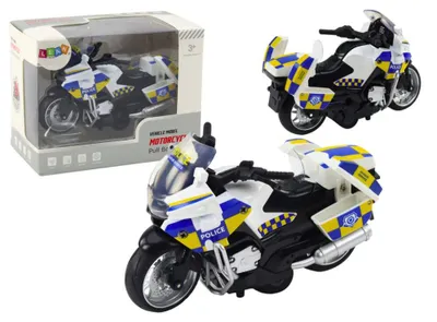 Image de Moto de police Leantoys à entraînement par friction, éclairage à piles, effets sonores