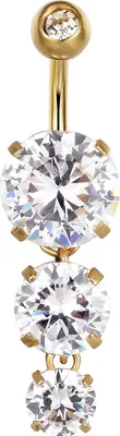 Produktbild von Karisma Edelstahl Bauchnabelpiercing Anhänger Banana Zirkonia - HB148 - Gold-cz