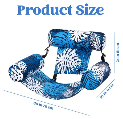 Produktbild von Aufblasbarer Pool-Loungesessel mit Blattdesign - Für Erwachsene - Tragbar - Für Pool, Strand und See - Blau