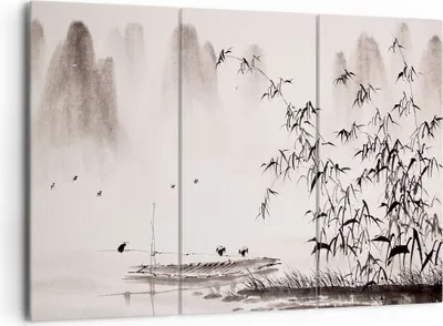 Produktbild von Bild auf Leinwand - Leinwandbild - Bambus schwarz China - 165x110cm - Wand Bild - Wanddeko - Leinwanddruck - Bilder - Kunstdruck - Wanddekoration - Leinwand bilder - Wandkunst - CE165x110-3116