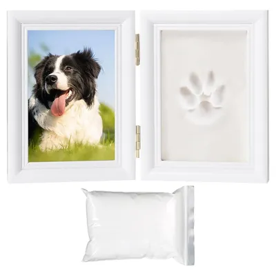 Produktbild von Pfotenabdruckset Hunde - 3D Bilderrahmen - Hundeerinnerungsgeschenk - Kunstharzplatte - Langlebige Pfotenabdrücke - Wohnkultur - Erinnerungsrahmen