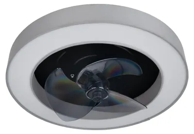 Produktbild von Ventilatoren - LED / CCT Deckenleuchte "VALENTO" inkl. Ventilator Ø: 51cm grau, Hängelampe im Scandi Style, aus Metall, Kunststoff und Textilmaterial in grau, 14,7 cm hoch, Ø 51 cm, inkl. LED – dimmbar – Nachtlichtfunktion – Timerfunktion – Fernbedienung
