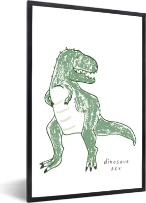 Produktbild von MuchoWow® Gerahmtes Poster Kinderzimmer - Tyrannosaurus - Dinosaurier - Jungen - Mädchen - Kinder 60x90 cm - Poster mit Schwarzem Bilderrahmen Wandposter Rahmen Foto Bilder - Kunst