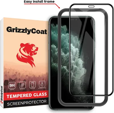 Produktbild von GrizzlyCoat Easy Fit iPhone XS Max Panzerglas Gehärtetes Glas Displayschutz - Hüllenfreundlich + Applikator - Schwarz