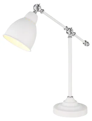 Produktbild von ARTE LAMP LED-Schreibtischlampe für Büro – weiße Metallfassung und -lampenschirm – mit Kabel und Stecker für die Steckdose