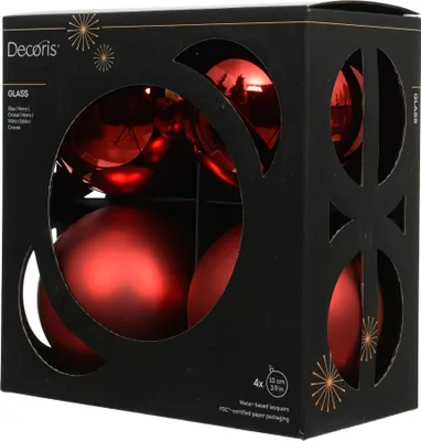 Produktbild von Weihnachtskugeln Glas 10cm 4 Stück - Ochsenblut
