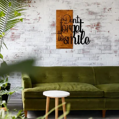 Image de Wallity, Dont Forget To Smile, décoration murale, noyer, métal, 47 x 58 cm