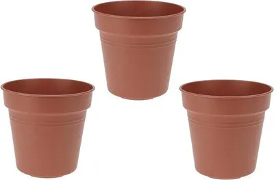 Productafbeelding van Bloempotten Set - Plantenbakken Tuin - Planten Verfraaien - Weerbestendig Kunststof - 13 x 14 cm - Bruin