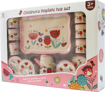 Produktbild von Kinder Teeservice Metall 14-tlg - Puppengeschirr Set Küche Spielzeug Bunt & Robust