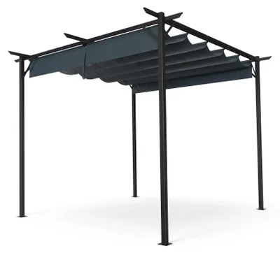 Obrázek produktu pro Blumfeldt Pergola 3x3 m - polyesterová střecha odolná vůči povětrnostním vlivům, ocelový rám s práškovým nástřikem, celoroční použití, snadná montáž, moderní design na zahradu a terasu